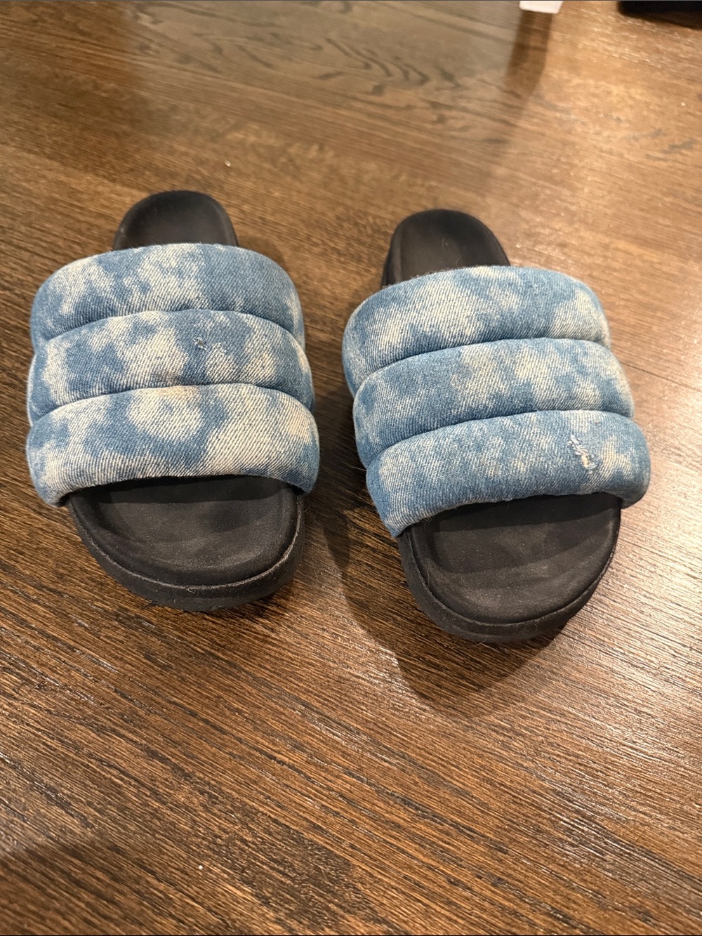 ROAM Padded Slide Sandals in Blue Tie-Dye